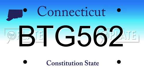 BTG562 Connecticut License Plate