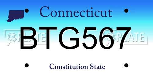 BTG567 Connecticut License Plate