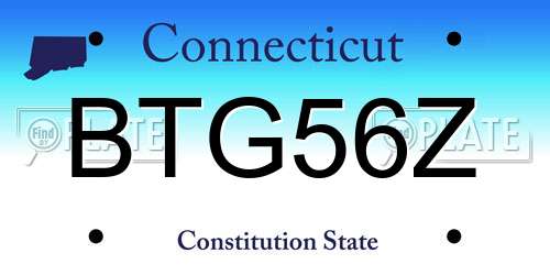 BTG56Z Connecticut License Plate