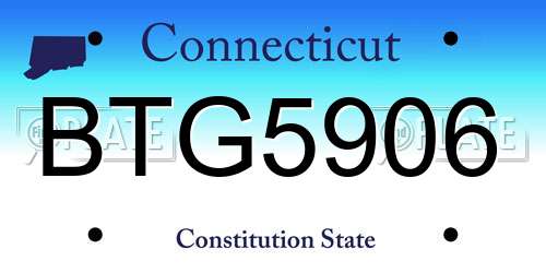 BTG5906 Connecticut License Plate