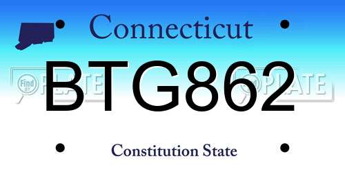 BTG862 Connecticut License Plate