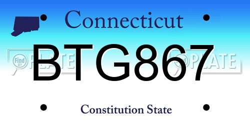 BTG867 Connecticut License Plate