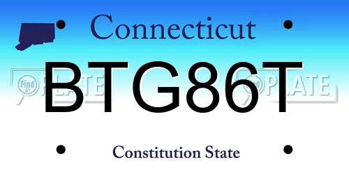 BTG86T Connecticut License Plate