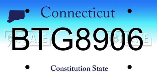 BTG8906 Connecticut License Plate