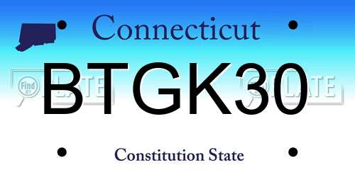 BTGK30 Connecticut License Plate