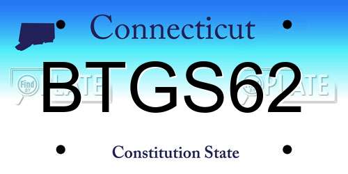 BTGS62 Connecticut License Plate