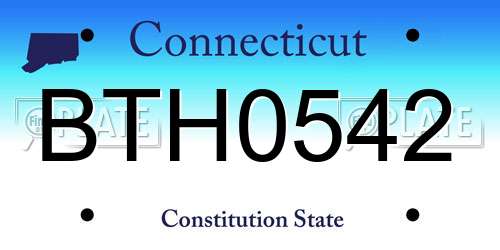 BTH0542 Connecticut License Plate