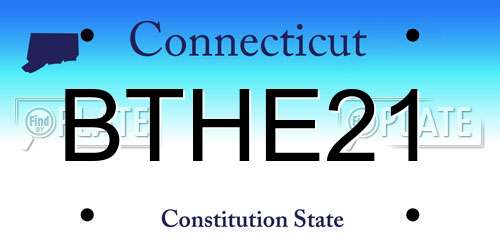 BTHE21 Connecticut License Plate