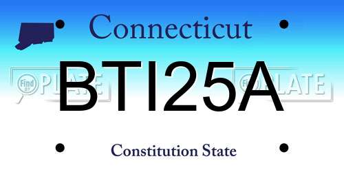BTI25A Connecticut License Plate
