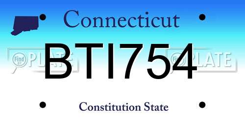 BTI754 Connecticut License Plate