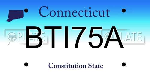 BTI75A Connecticut License Plate