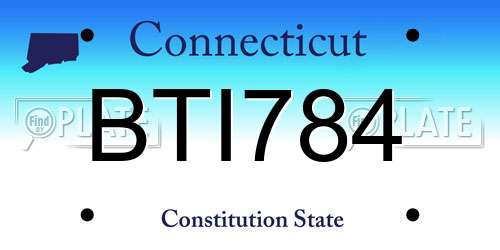 BTI784 Connecticut License Plate