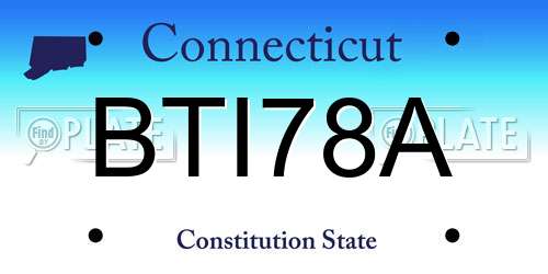 BTI78A Connecticut License Plate