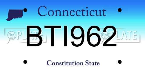 BTI962 Connecticut License Plate