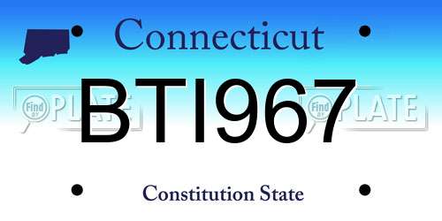 BTI967 Connecticut License Plate