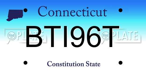BTI96T Connecticut License Plate