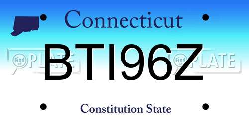 BTI96Z Connecticut License Plate