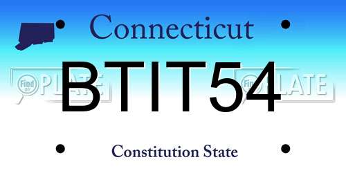 BTIT54 Connecticut License Plate