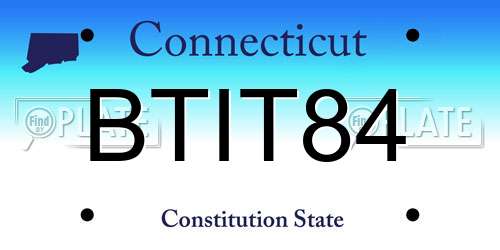 BTIT84 Connecticut License Plate