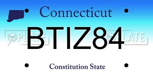 BTIZ84 Connecticut License Plate