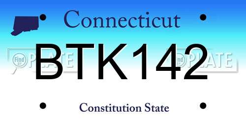 BTK142 Connecticut License Plate