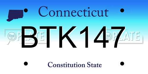 BTK147 Connecticut License Plate