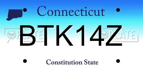 BTK14Z Connecticut License Plate