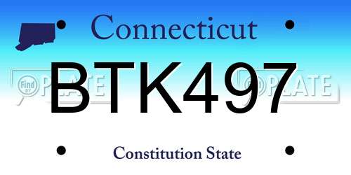 BTK497 Connecticut License Plate