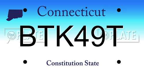 BTK49T Connecticut License Plate