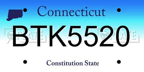 BTK5520 Connecticut License Plate