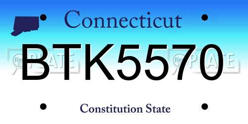 BTK5570 Connecticut License Plate
