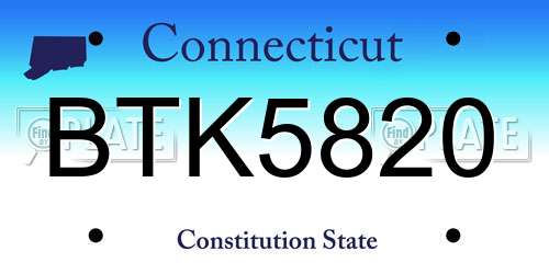 BTK5820 Connecticut License Plate