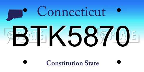 BTK5870 Connecticut License Plate