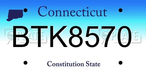 BTK8570 Connecticut License Plate