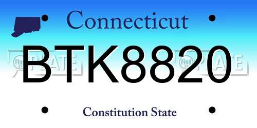 BTK8820 Connecticut License Plate