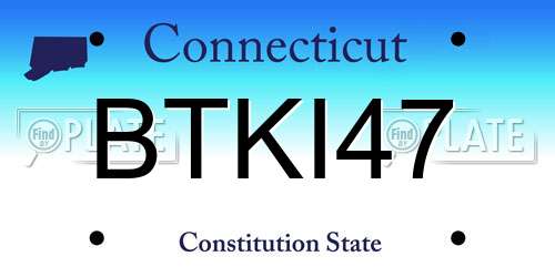 BTKI47 Connecticut License Plate