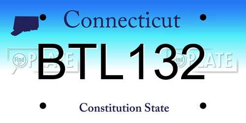 BTL132 Connecticut License Plate