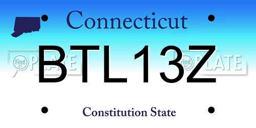 BTL13Z Connecticut License Plate
