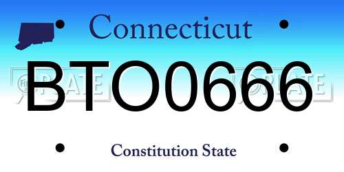 BTO0666 Connecticut License Plate