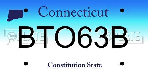 BTO63B Connecticut License Plate