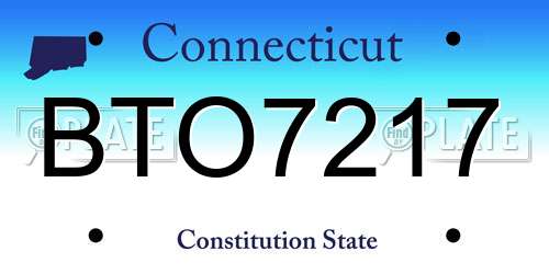 BTO7217 Connecticut License Plate