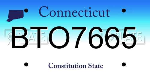 BTO7665 Connecticut License Plate