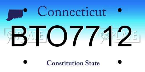 BTO7712 Connecticut License Plate