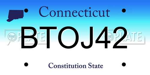 BTOJ42 Connecticut License Plate