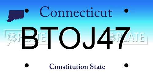 BTOJ47 Connecticut License Plate
