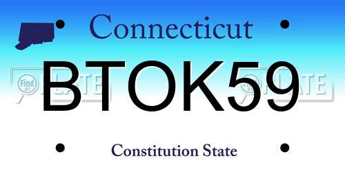 BTOK59 Connecticut License Plate