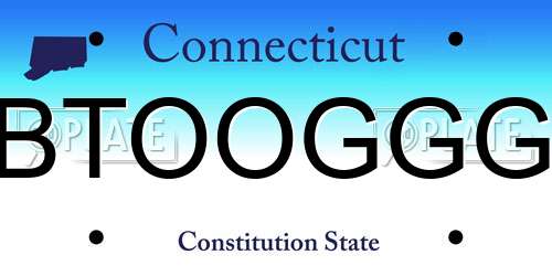 BTOOGGG Connecticut License Plate