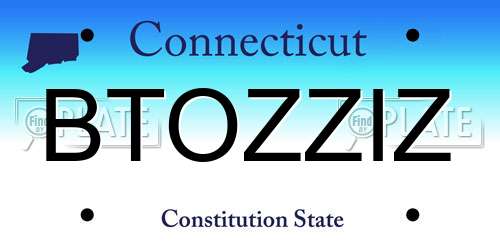 BTOZZIZ Connecticut License Plate