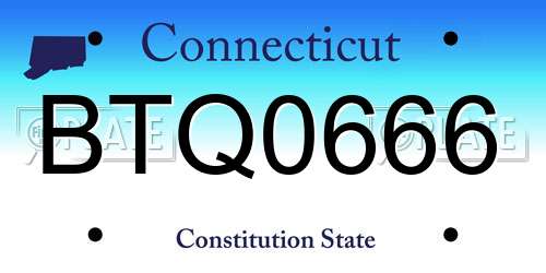 BTQ0666 Connecticut License Plate