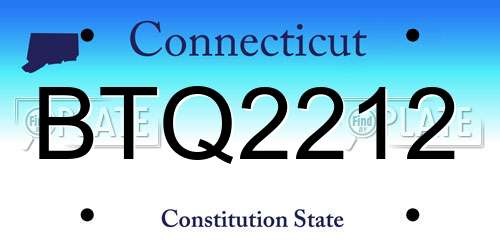 BTQ2212 Connecticut License Plate